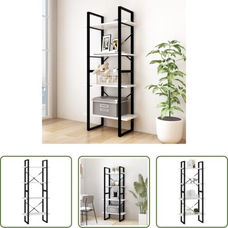 vidaXL Libreria industriale -  Libreria a 4 Ripiani Bianca 60x30x140 cm in Massello di Pino