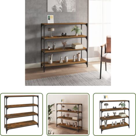 vidaXL Libreria industriale -  Libreria rovere fumo 100x33x100 cm Legno Multistrato e Acciaio
