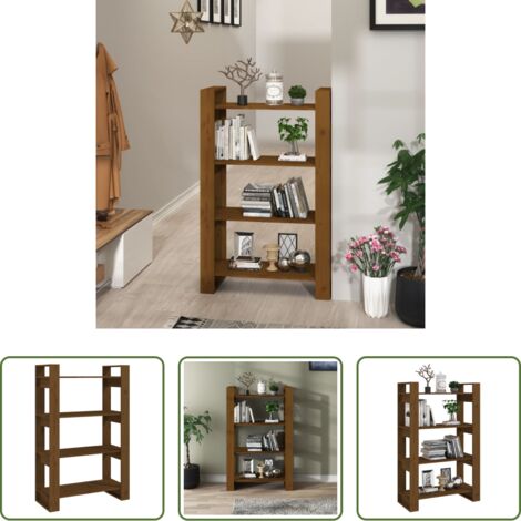 vidaXL Libreria marrone ambra -  Libreria/Divisorio Ambrato 80x35x125 cm Legno Massello di Pino