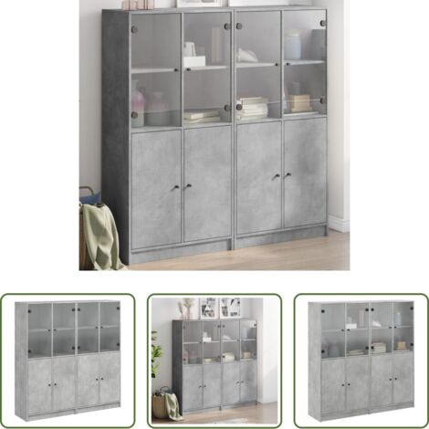 vidaXL Libreria moderna -  Libreria Ante Grigio Cemento 136x37x142 cm in Legno Multistrato