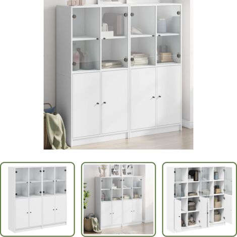 vidaXL Libreria moderna -  Libreria con Ante Bianca 136x37x142 cm in Legno Multistrato