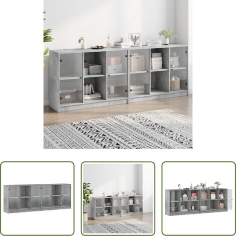 vidaXL Libreria moderna -  Libreria con Ante Grigio Cemento 204x37x75 cm Legno Multistrato
