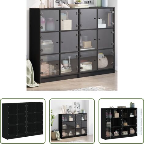 vidaXL Libreria moderna -  Libreria con Ante Nera 136x37x109 cm in Legno Multistrato