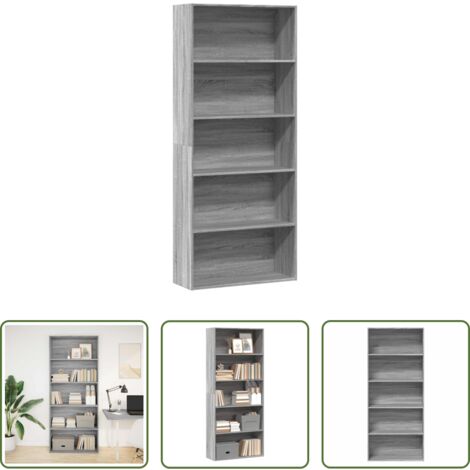 vidaXL Libreria multistrato -  Libreria Grigio Sonoma 80x30x189 cm in Legno Multistrato