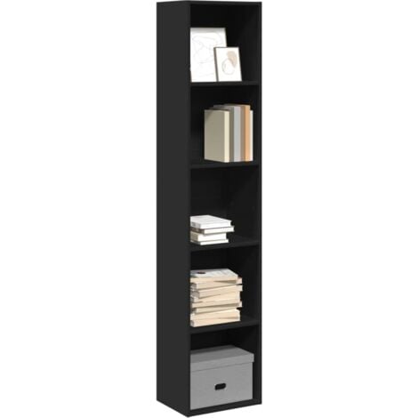 vidaXL Libreria Nera 40x30x189 cm in Legno Multistrato