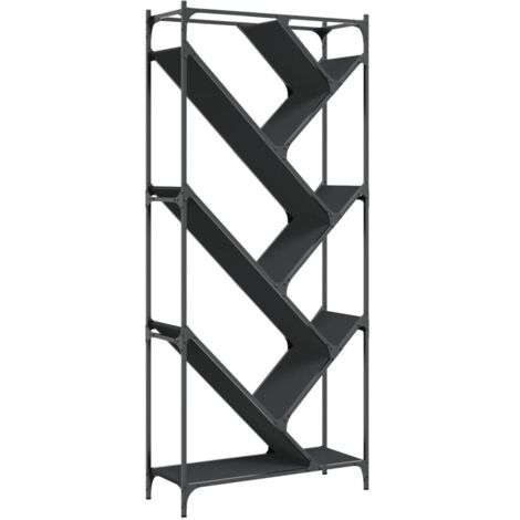 vidaXL Libreria Nera 79x30x180 cm in Legno Multistrato e Metallo