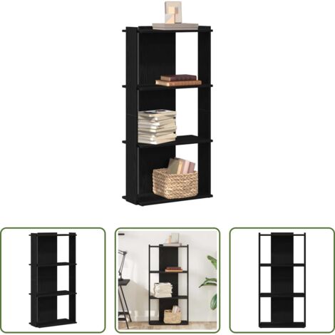 vidaXL Libreria nera -  Libreria a 3 Ripiani Nera 60x30x120 cm in Legno Multistrato