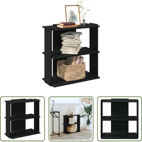 vidaXL Libreria nera -  Libreria a 3 Ripiani Nera 60x30x60 cm in Legno Multistrato