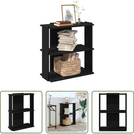 vidaXL Libreria nera -  Libreria a 3 Ripiani Nera 60x30x80 cm in Legno Multistrato