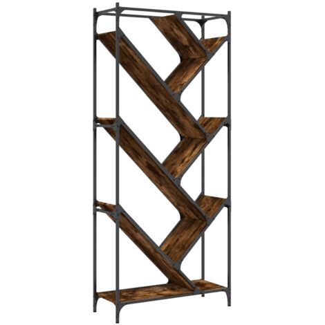 vidaXL Libreria Rovere Fumo 79x30x180 cm Legno Multistrato e Metallo