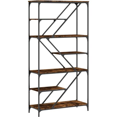 vidaXL Libreria Rovere Fumo 91x36x176 cm Legno Multistrato e Acciaio