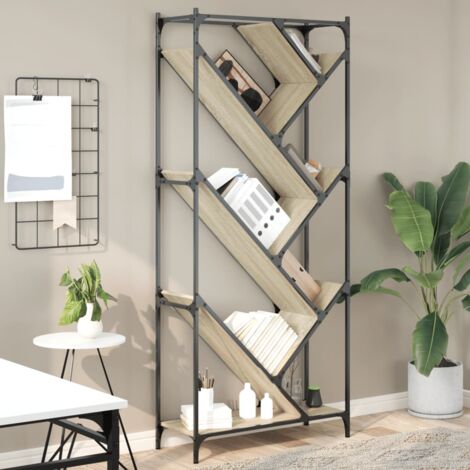 vidaXL Libreria Rovere Sonoma 79x30x180cm Legno Multistrato e Metallo