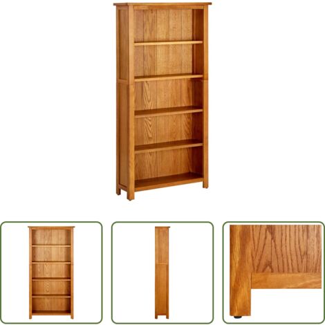 vidaXL Libreria rustica -  Libreria a 5 Ripiani 70x22x140 cm in Legno Massello di Rovere