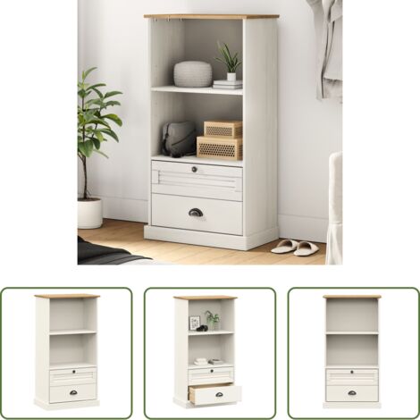 vidaXL Libreria rustica -  Libreria VIGO 60x35x114,5 cm in Legno Massello di Pino Bianco