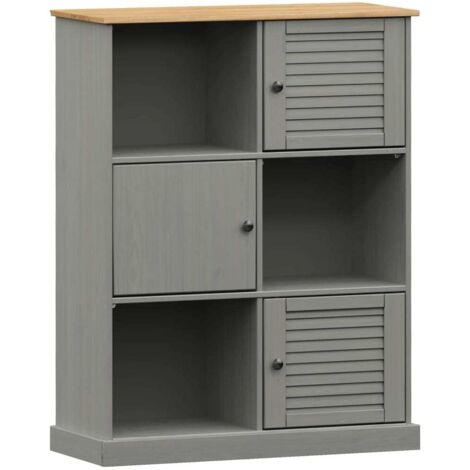 vidaXL Libreria VIGO 90x35x114,5 cm in Legno Massello di Pino Grigio