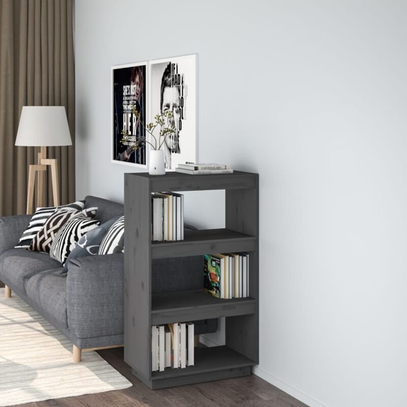 vidaXL Libreria/Divisorio Grigio 60x35x103cm in Legno Massello di Pino