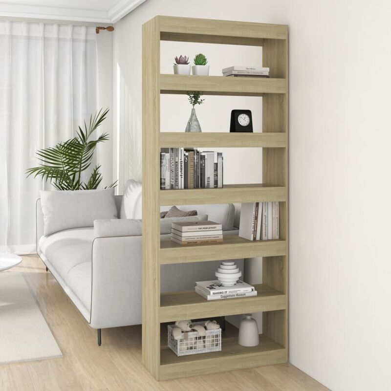 Libreria/Divisorio, Scaffale Rovere Sonoma 80x30x198 cm in Truciolato Vidaxl