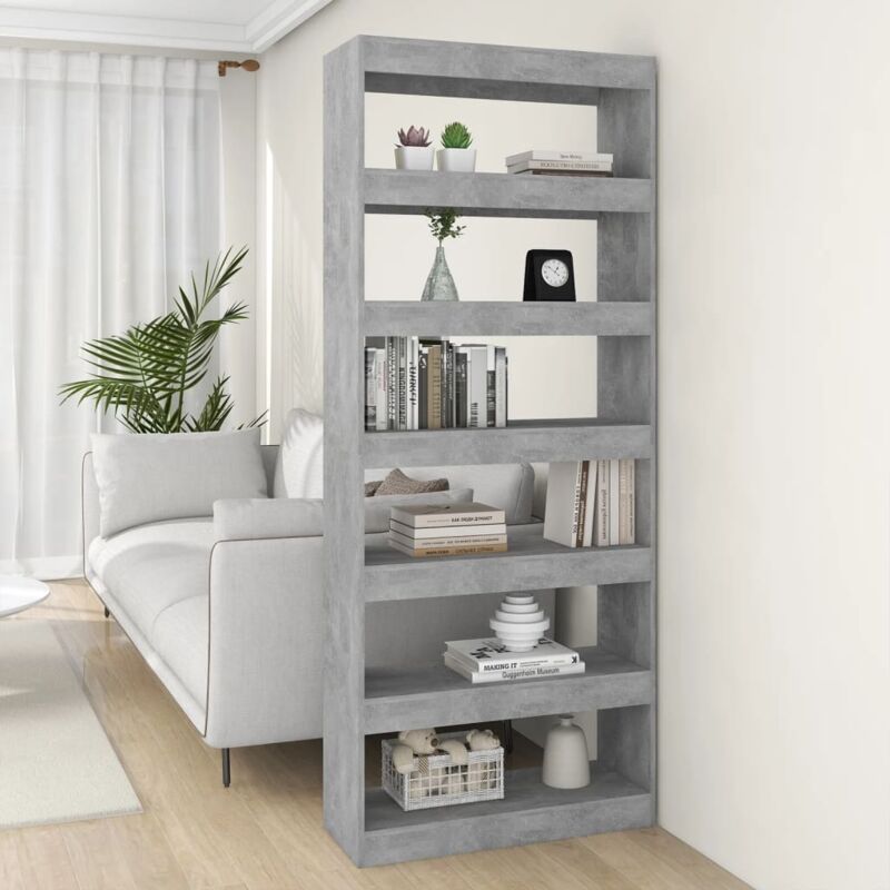 Libreria/Divisorio, Scaffale Grigio Cemento 80x30x198 cm in Truciolato vidaXL