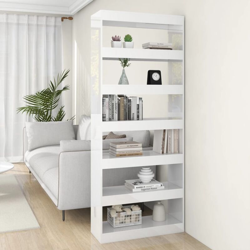 Libreria/Divisorio Bianco Lucido 80x30x198 cm in Truciolato Vidaxl 58295