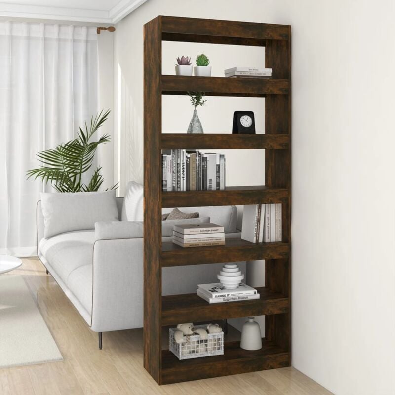 Libreria/Divisorio Rovere Fumo 80x30x198 cm in Truciolato - Vidaxl