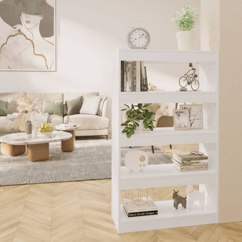 Libreria/Divisorio, Scaffale Bianco Lucido 80x30x135 cm in Truciolato vidaXL