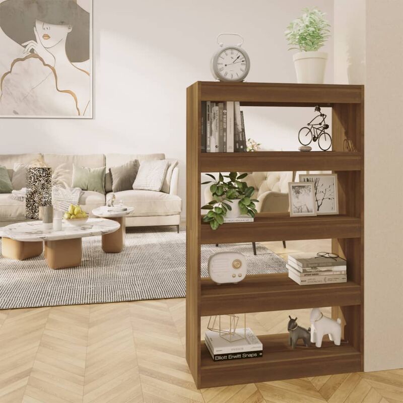 Libreria/Divisorio, Scaffale Rovere Marrone 80x30x135 cm in Truciolato Vidaxl