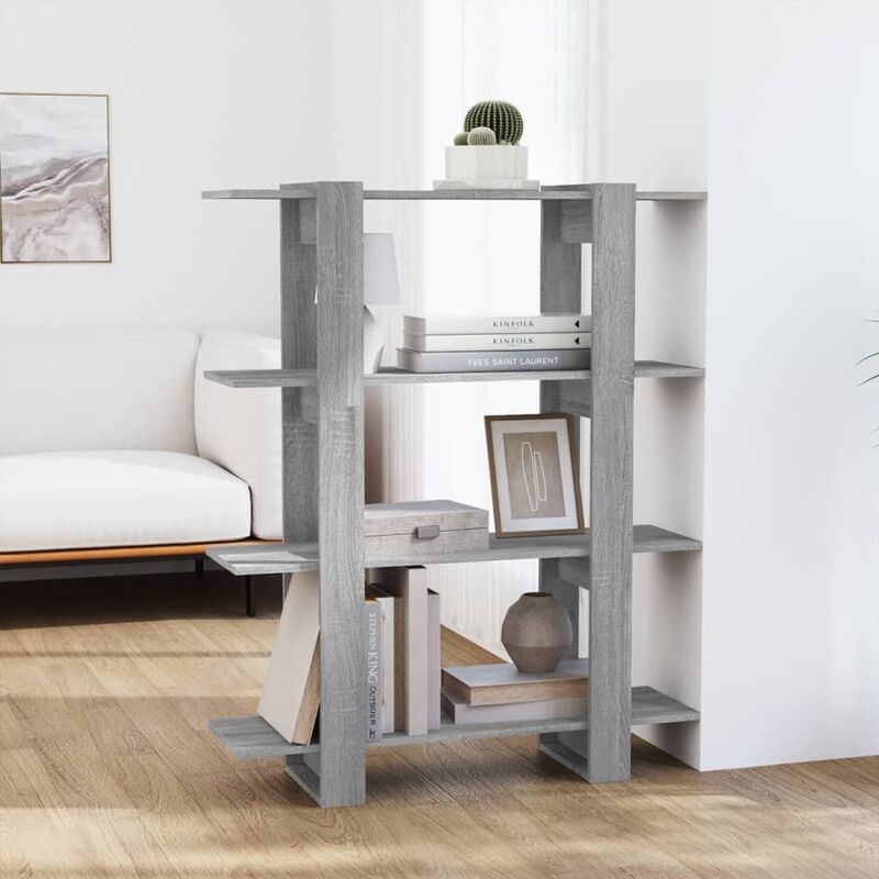 Vidaxl - Libreria/Divisorio, Scaffale Grigio Sonoma 100x30x123, 5 cm