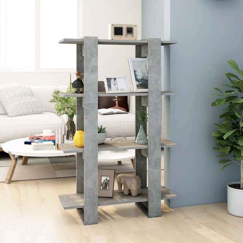 Libreria/Divisorio, Scaffale Grigio Cemento 80x30x123, 5 cm Vidaxl