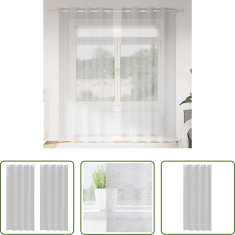 vidaXL Lichtdämpfung -  Voile-Vorhang 2 pcs Hellgrau 260 x 140 cm Polyester
