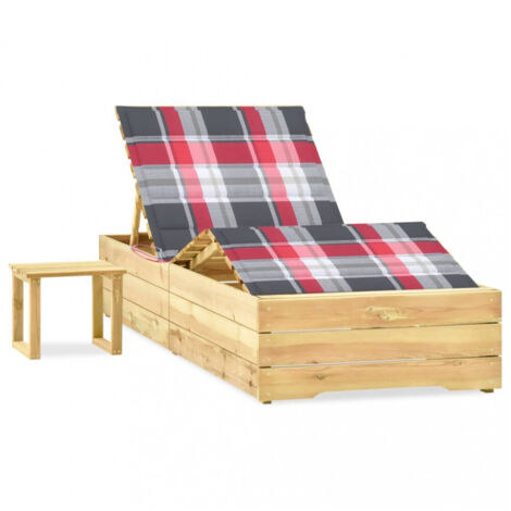 vidaXL Liegestuhl mit Tisch und Kissen aus imprägniertem Kiefernholz