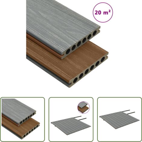 vidaXL Listoni da terrazza -  Listoni Decking WPC con Accessori Marroni e Grigi 20m² 2,2 m