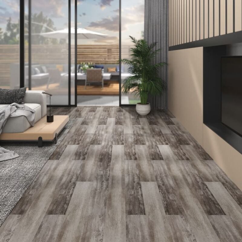 Image of Listoni Pavimento in pvc 5,02 m² 2 mm Autoadesivi Legno Marrone - Vidaxl