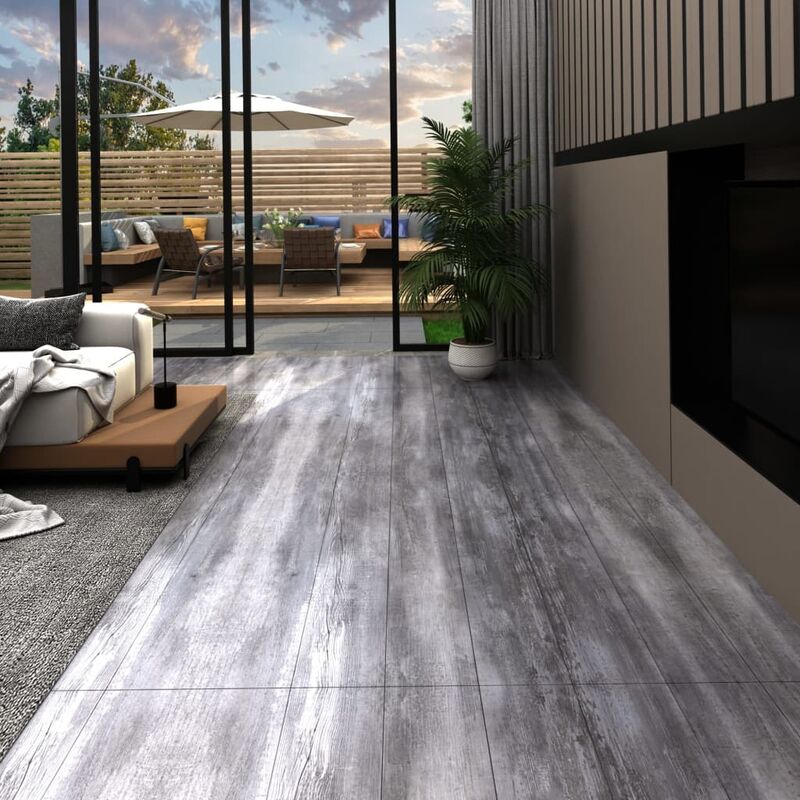Image of Listoni Pavimento PVC 5,02 m² 2 mm Durevole e antiscivolo Autoadesivi vari colori colore : Legno grigio