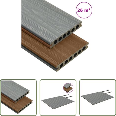 vidaXL Listoni terrazza -  Listoni Decking WPC con Accessori Marroni e Grigi 26 m² 2,2 m