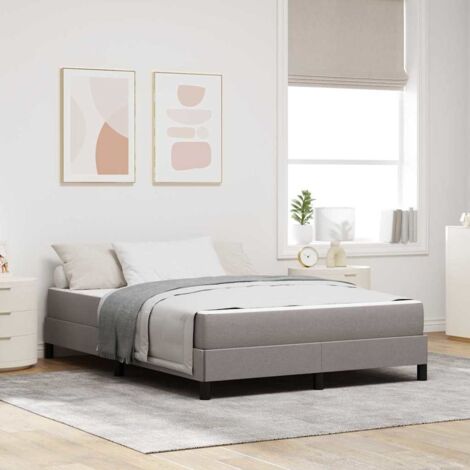vidaXL Lit à ressorts avec matelas Taupe 140 x 200 cm tissu