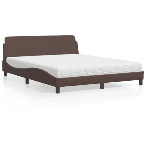 vidaXL Lit avec matelas Dover marron 160x200 cm similicuir