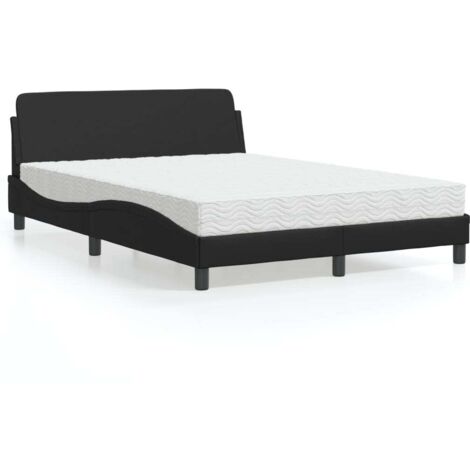 vidaXL Lit avec matelas Dover noir 140x190 cm similicuir