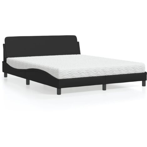 vidaXL Lit avec matelas Dover noir 160x200 cm similicuir
