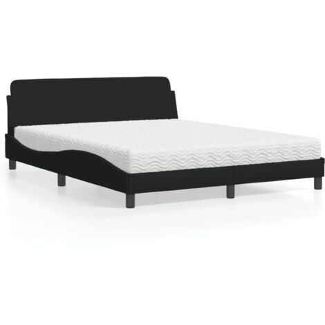 vidaXL Lit avec matelas Dover noir 160x200 cm tissu