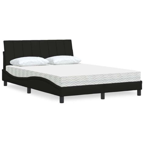 vidaXL Lit avec matelas Hanko noir 140x200 cm tissu