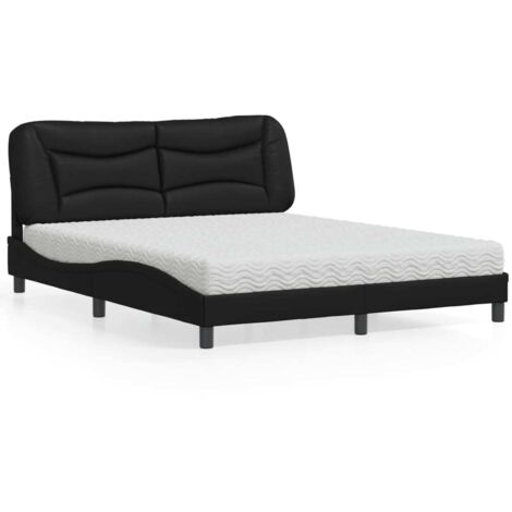 vidaXL Lit avec matelas Hvar noir 160x200 cm similicuir