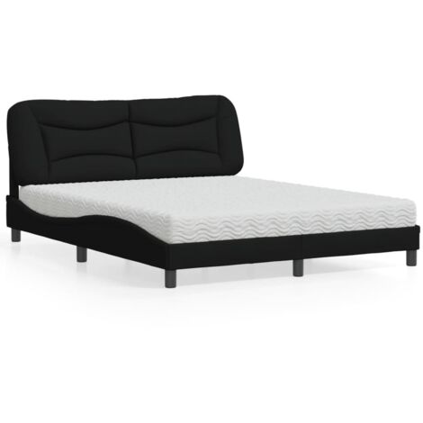 vidaXL Lit avec matelas Hvar noir 160x200 cm tissu