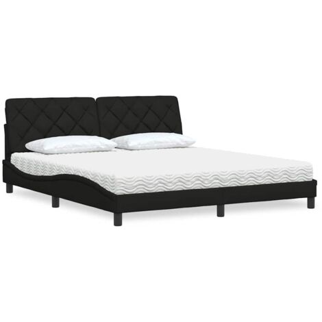 vidaXL Lit avec matelas noir 180x200 cm tissu