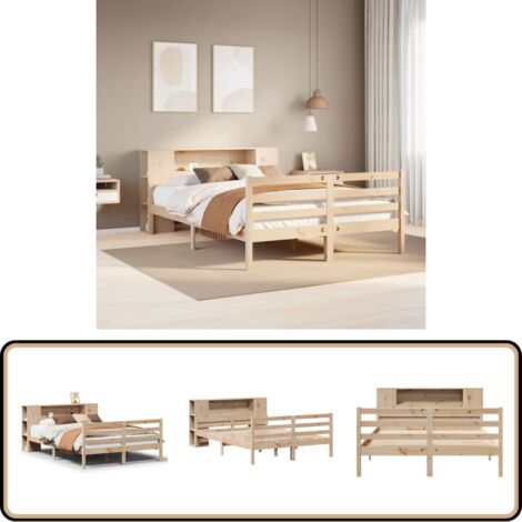vidaXL Lit bibliothèque sans matelas 135x190 cm bois de pin massif