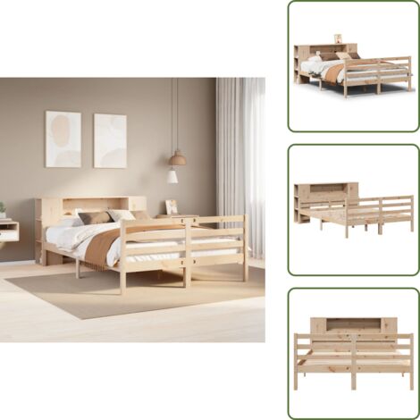 vidaXL Lit bibliothèque sans matelas 135x190 cm bois de pin massif