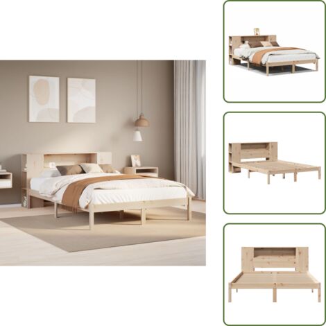 vidaXL Lit bibliothèque sans matelas 135x190 cm bois de pin massif