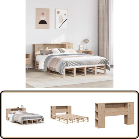 vidaXL Lit bibliothèque sans matelas 135x190 cm bois massif
