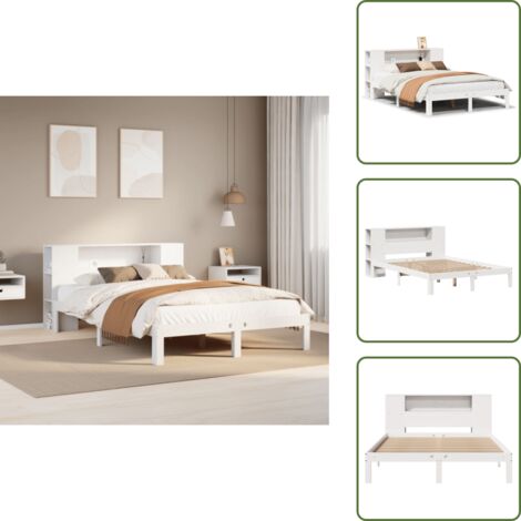 vidaXL Lit bibliothèque sans matelas blanc 150x200 cm bois pin massif