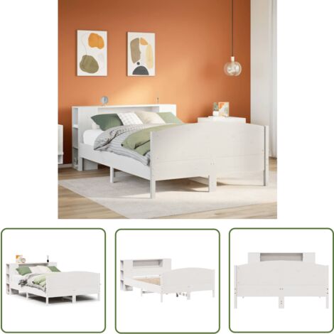 vidaXL Lit bibliothèque sans matelas blanc 160x200 cm bois pin massif