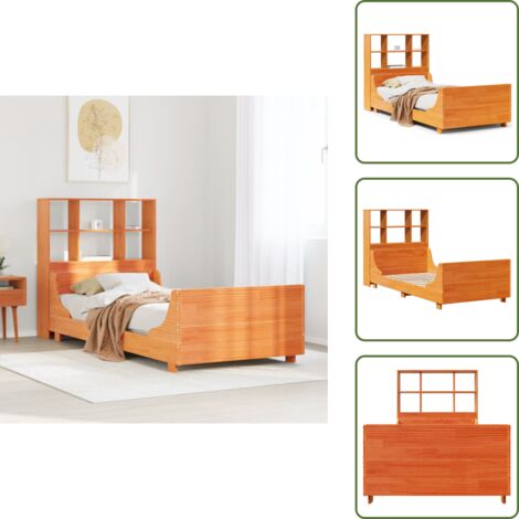 vidaXL Lit bibliothèque sans matelas cire marron 75x190 cm bois massif
